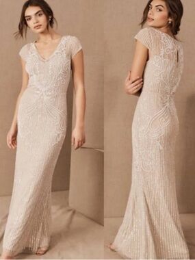 Anthropologie BHLDN Sanders Beaded Maxi Gown Sz 22W